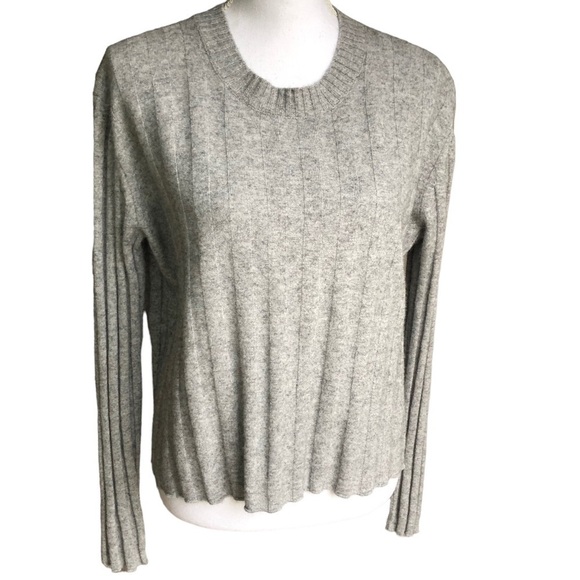 Derek Lam 10 Crosby Ribbed Open Tie Back Wool Cashmere Blend Sweater Gray Medium - Picture 1 of 9